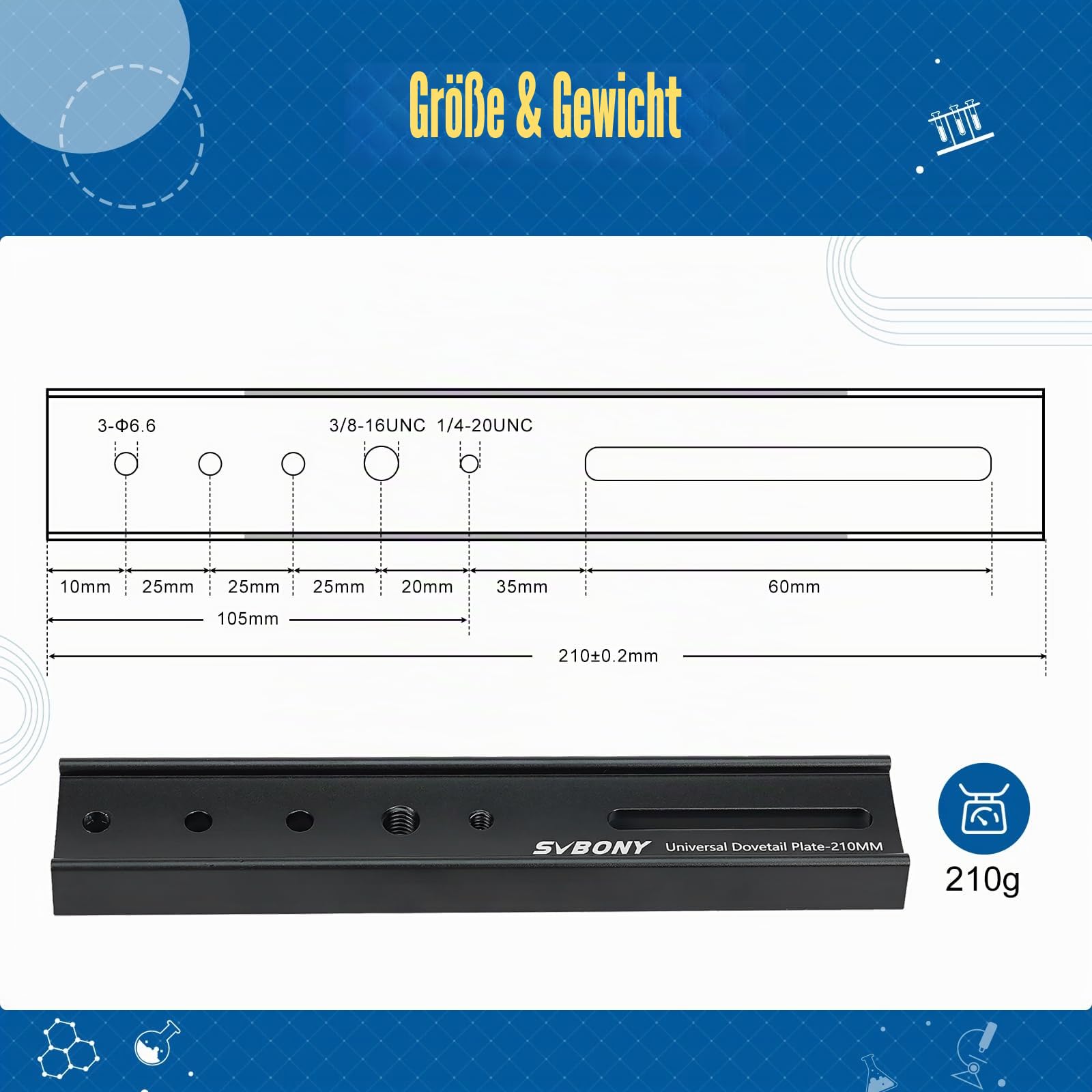 SVBONY Guide Star Schwalbenschwanz-Montageplatte (210mm)