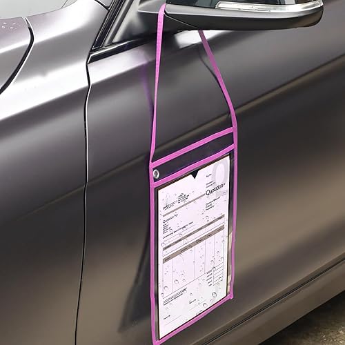 Vista 18 de Geyee Paquete de 50 soportes para boletos de trabajo, bolsillos para pedidos de trabajo de 9 x 12 pulgadas, funda de plástico para colgar boletos