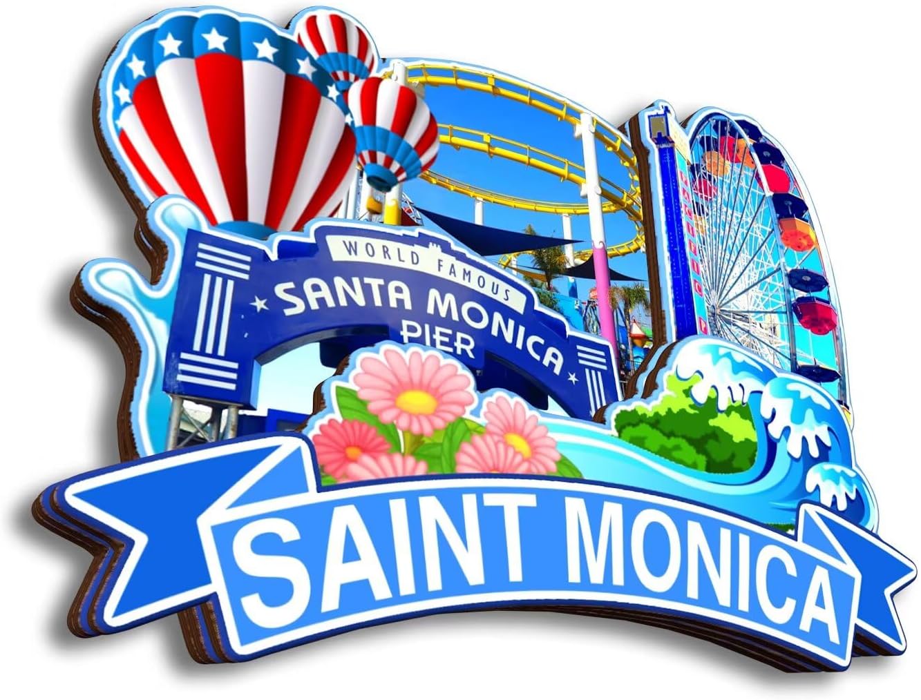 Refrigerator Magnet for Santa Monica California USA City Travel Souvenir 3D Handmade Wooden Home Decoration Landmark Decorative Fridge Sticker Tourist Collection Gift 247 image 2