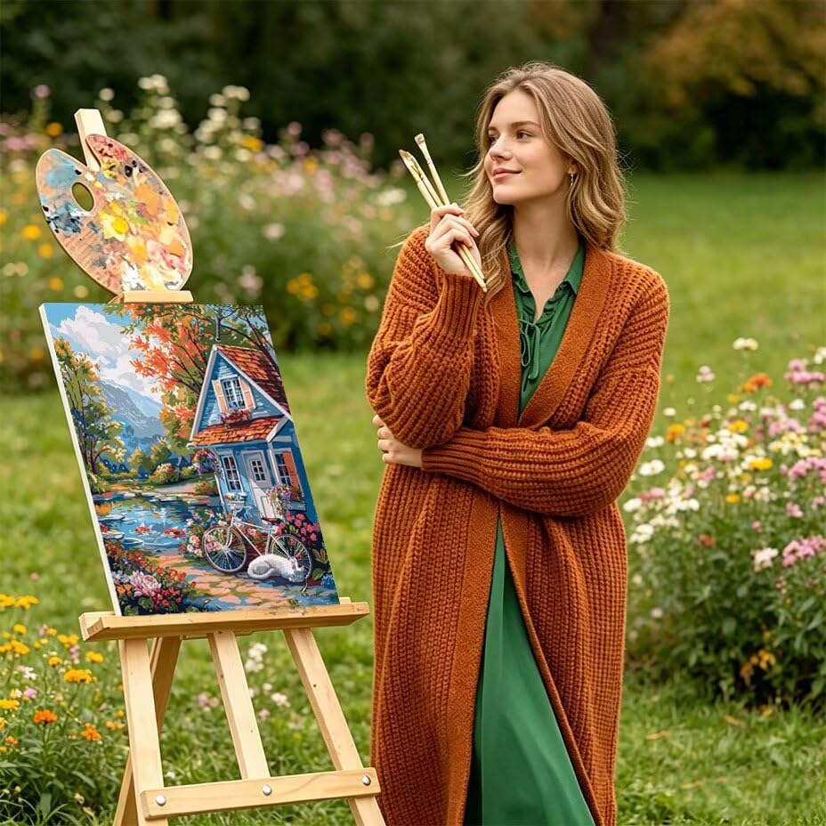 Coloriage par Numéro Adulte Paysage Étang pour un Moment Détente Salon ou Chambre