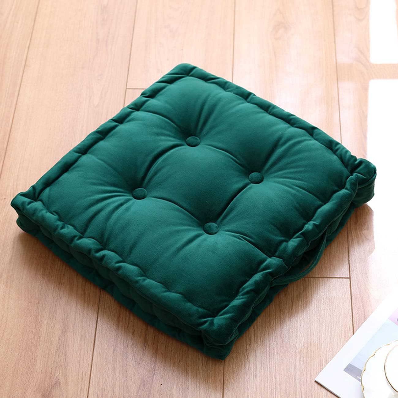 Wadser Tufted Velvet Floor Cushion, Square Thick Seating