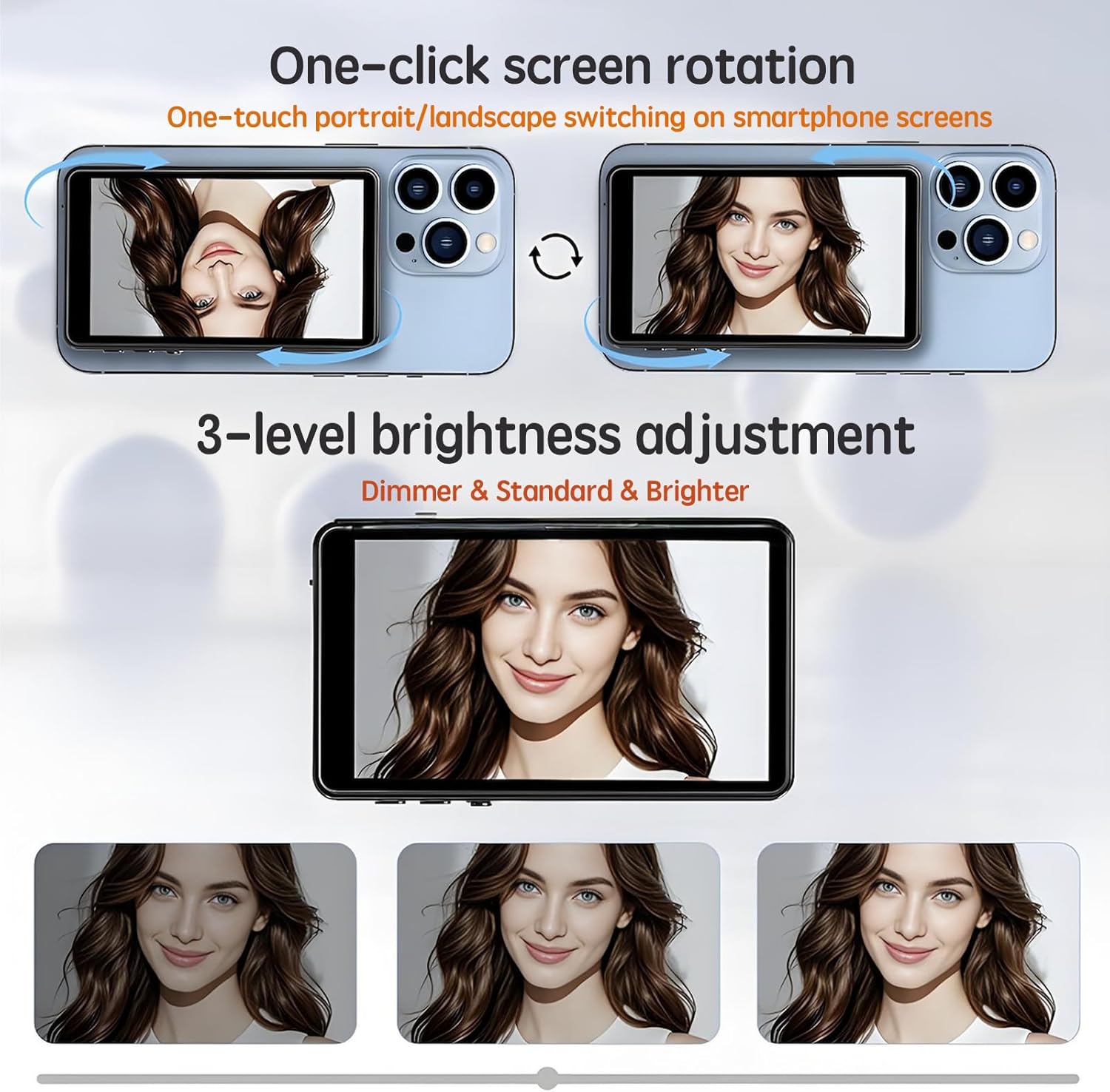 Selfie Monitor Screen,4-inch Magnetic Phone Vlog Selfie 4K 60fps Bluetooth Remote,Back Camera Monitor for Vlog Live Stream TikTok,Compatible with iPhone/Android （Black）