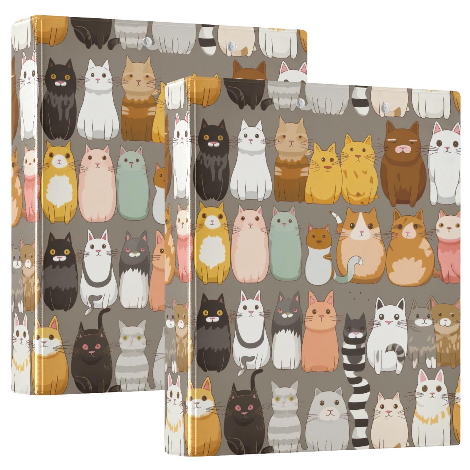 Cute 3 Ring Binder Cute Cat 3-Ring Binder 1.5 Inch - Floral Pattern, Holds  200 Sheets, 12.4x10.63x2.36 Inch Presentation Binder Cute Notebook Folder, image size:1600x1600