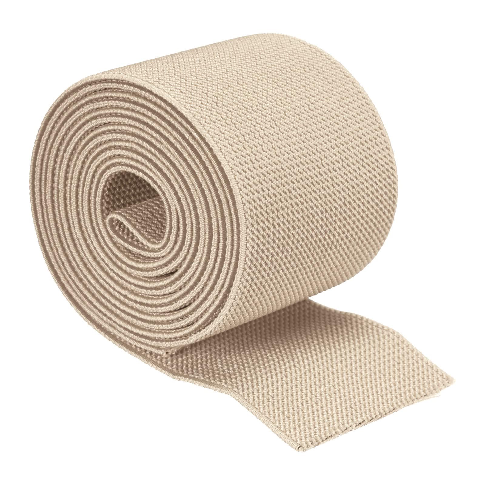 MACHSWON Twill Wide Elastic Band Double-Side 2 inch Flat 2 Yard Woven Elastic Band Knit Elastic Spool Heavy Stretch Strap 5cm Width Beige for Sewing,Waistband