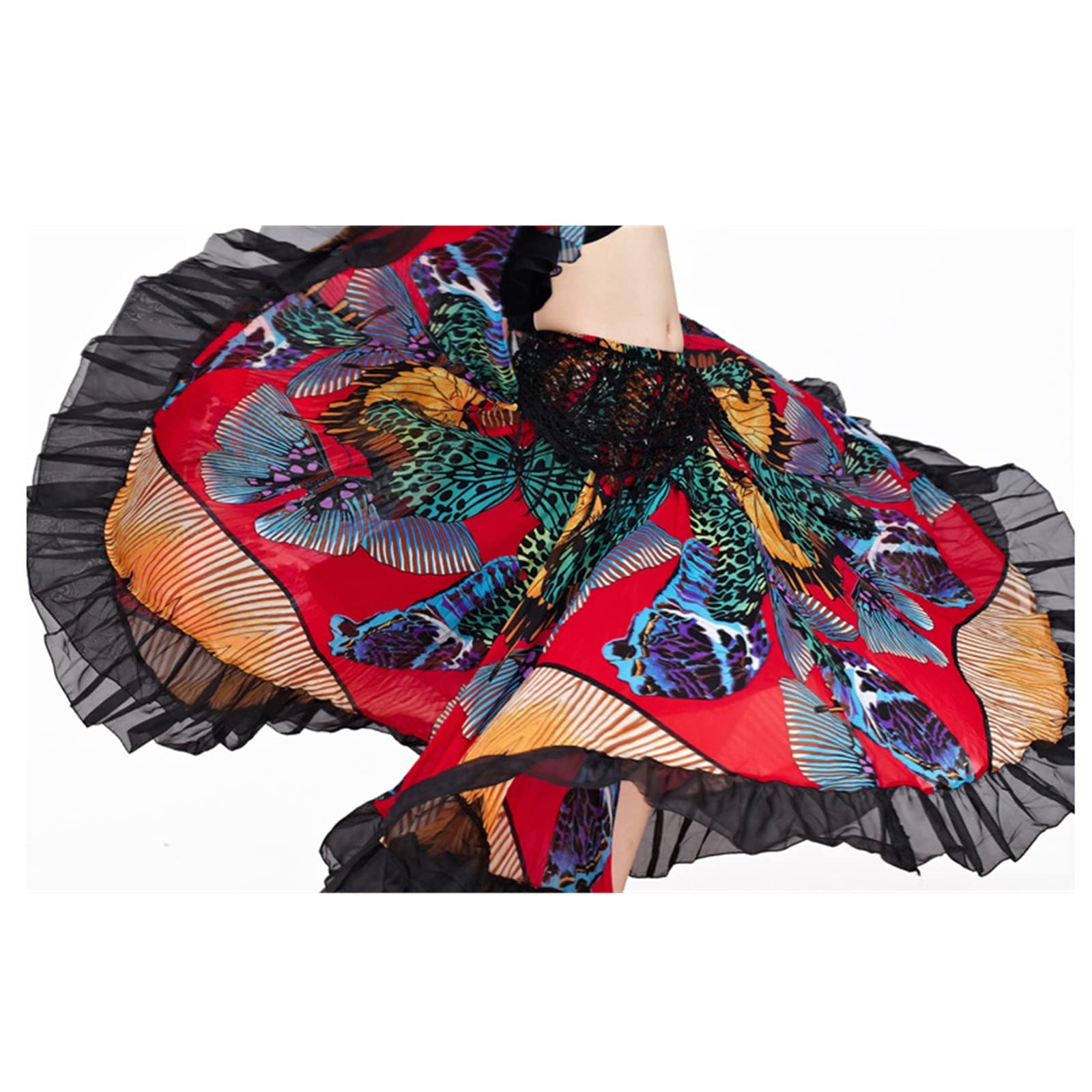 Conjunto de bailarina de danza del vientre profesional para mujer, Tops sexy para mujer y faldas grandes de baile swing, Ropa de actuación de baile de Halloween, para Actuación de fiesta