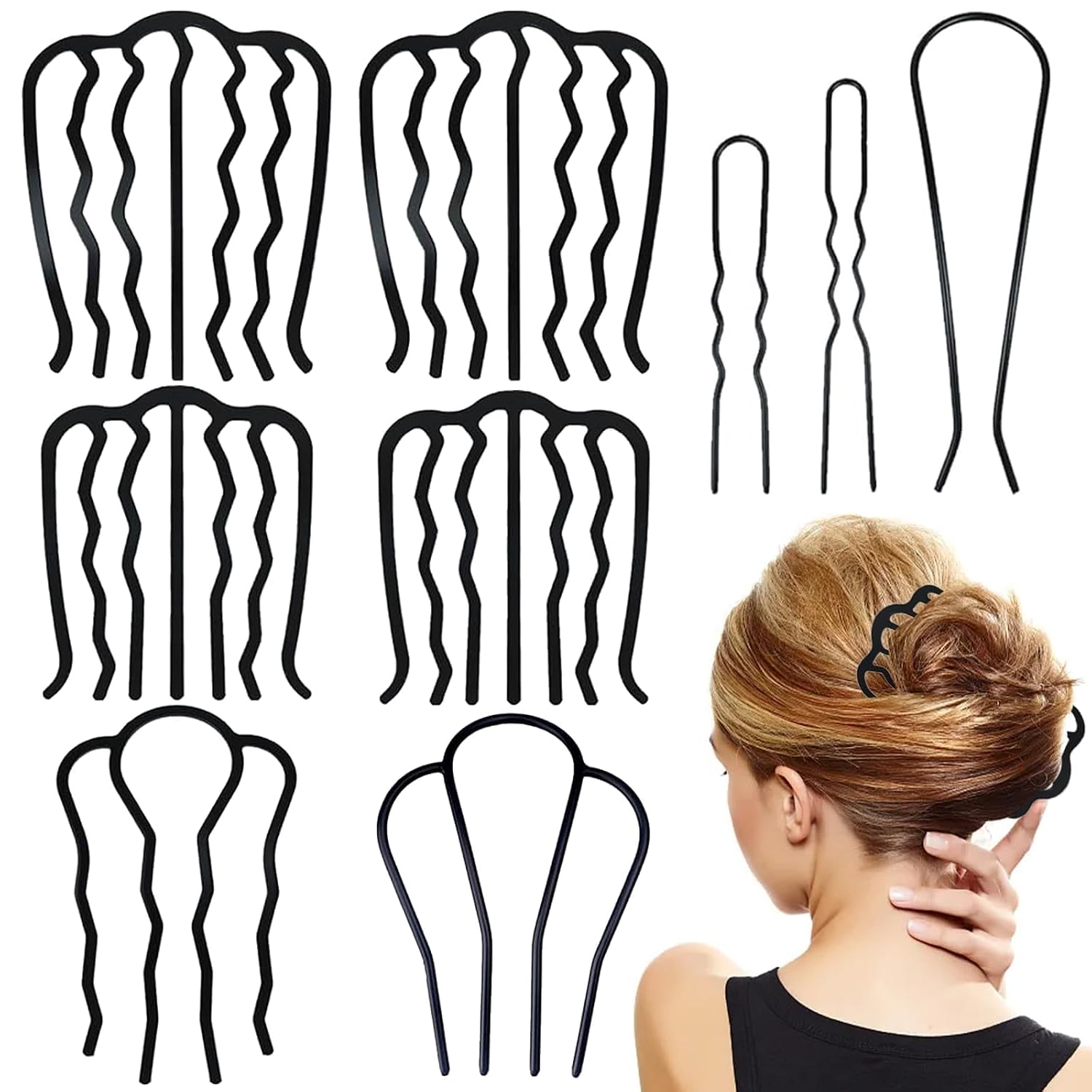 9 PCS Hair Combs Set - U Shaped Clip & Accessories