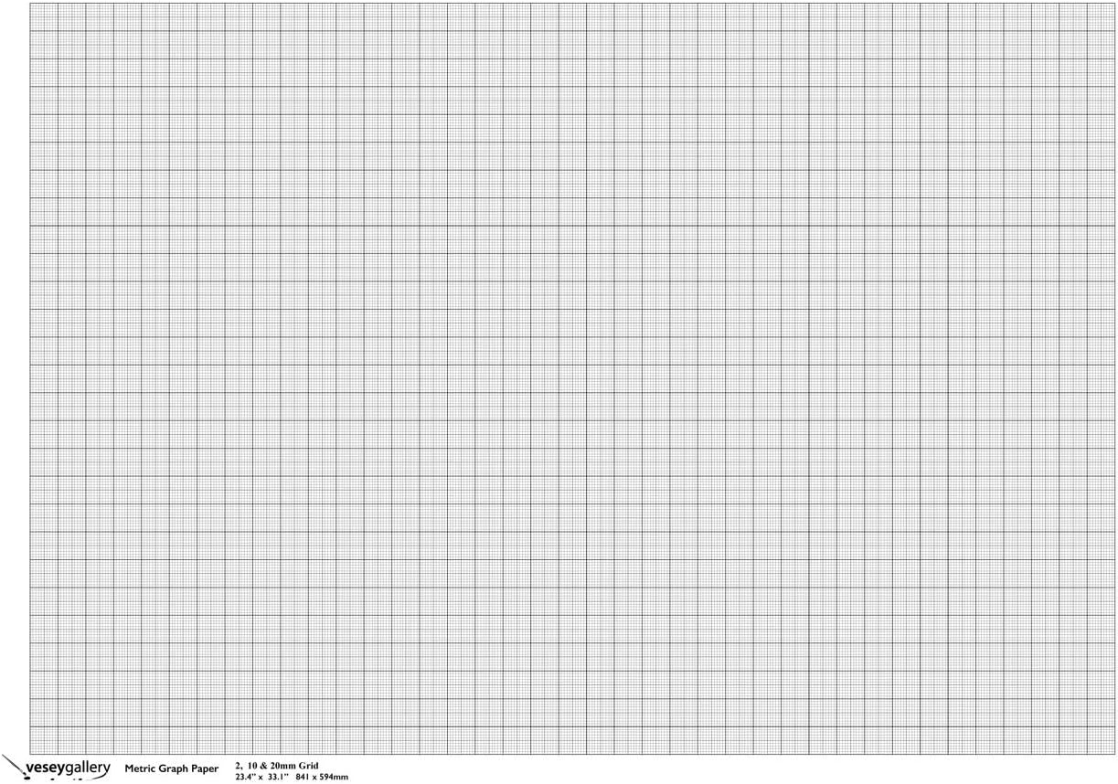 A1 Metric Scale 90gsm Graph Paper - Pack of 5 Large Sheets, 2, 10 and 20mm Grid Size, 79x54cm overall size. - Perfect for Plan Drawing, Scale Design, Maths Notebook and product design. .