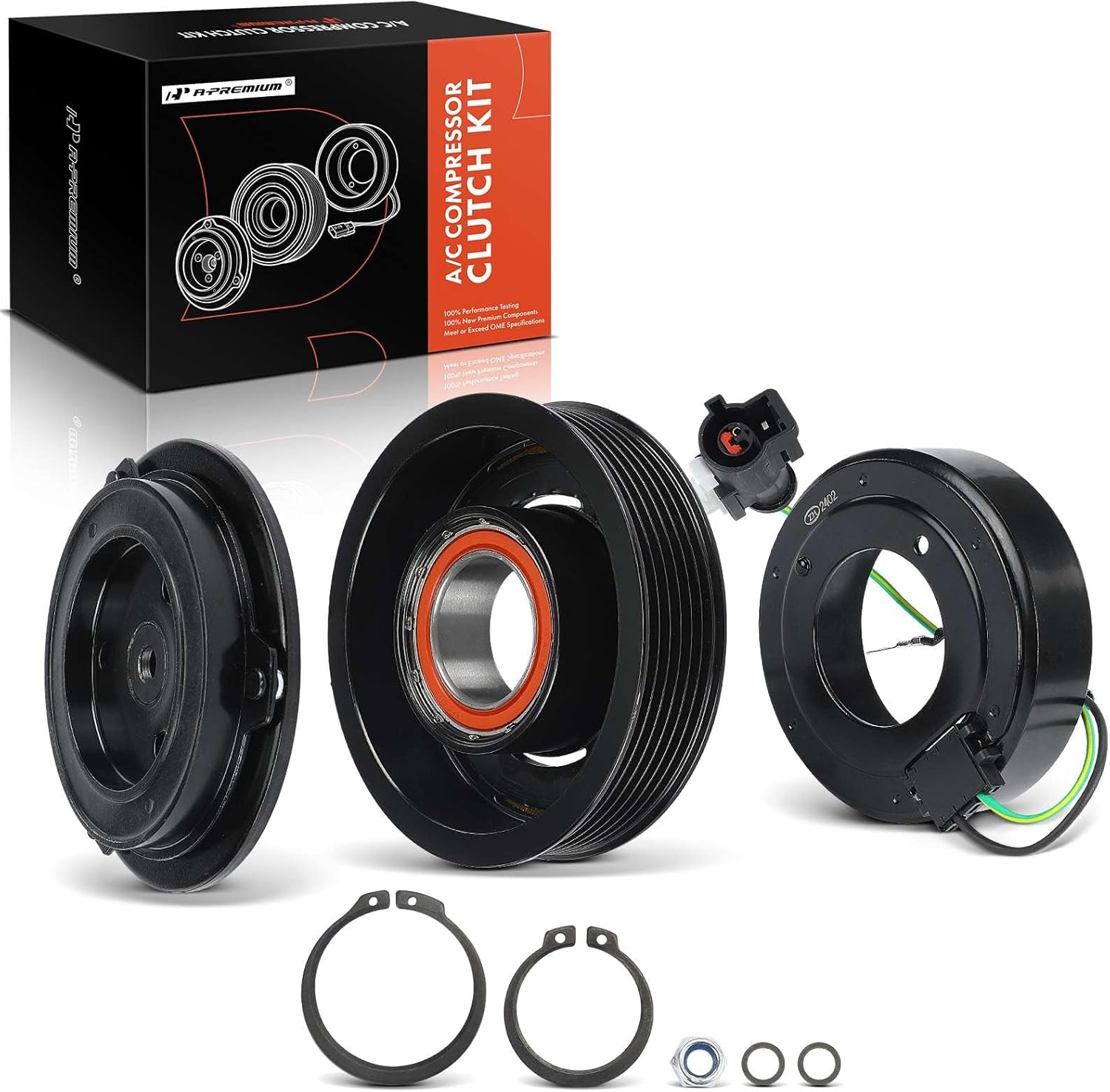 A-Premium Air Conditioner AC Compressor Clutch Kit Compatible with Land Rover Range Rover 2006-2009, Range Rover Sport 2006-2009, 4.2L 4.4L