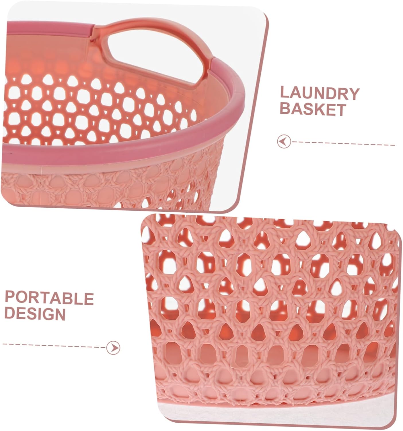 Hollow Laundry Basket Medium with Handle Lightweight Reusable PP Storage Organizer for Bathroom Bedroom Dorm Portable Clothes Hamper for Laundry and Sundries