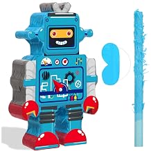 Robot Pinata Set with Stick and Blindfold for Birthday Party