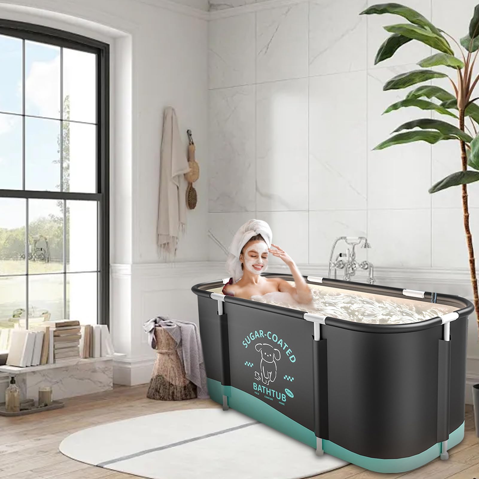 Klappbare Badewanne Verstärkte Großraum-Badewanne | 115x60x50 cm Kaltbadewanne für Zuhause, Camping, Garten, Terrasse, Sommer, Schwimmbad, Waschbad