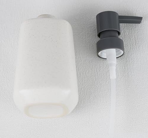 Miniatura 5 de Hzxcuim Dispensador de jabón de cerámica de 12 onzas con bomba de plástico gris inoxidable para cocina, dispensador de jabón de baño, dispensador de