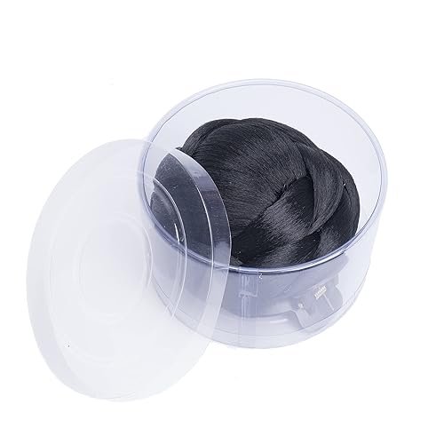 Miniatura 6 de Trenzado Chignon Dancer Hair Donut Hairpieces Scrunchie Claw Hair Bun Updo para Boda Fiesta (M1 Negro)