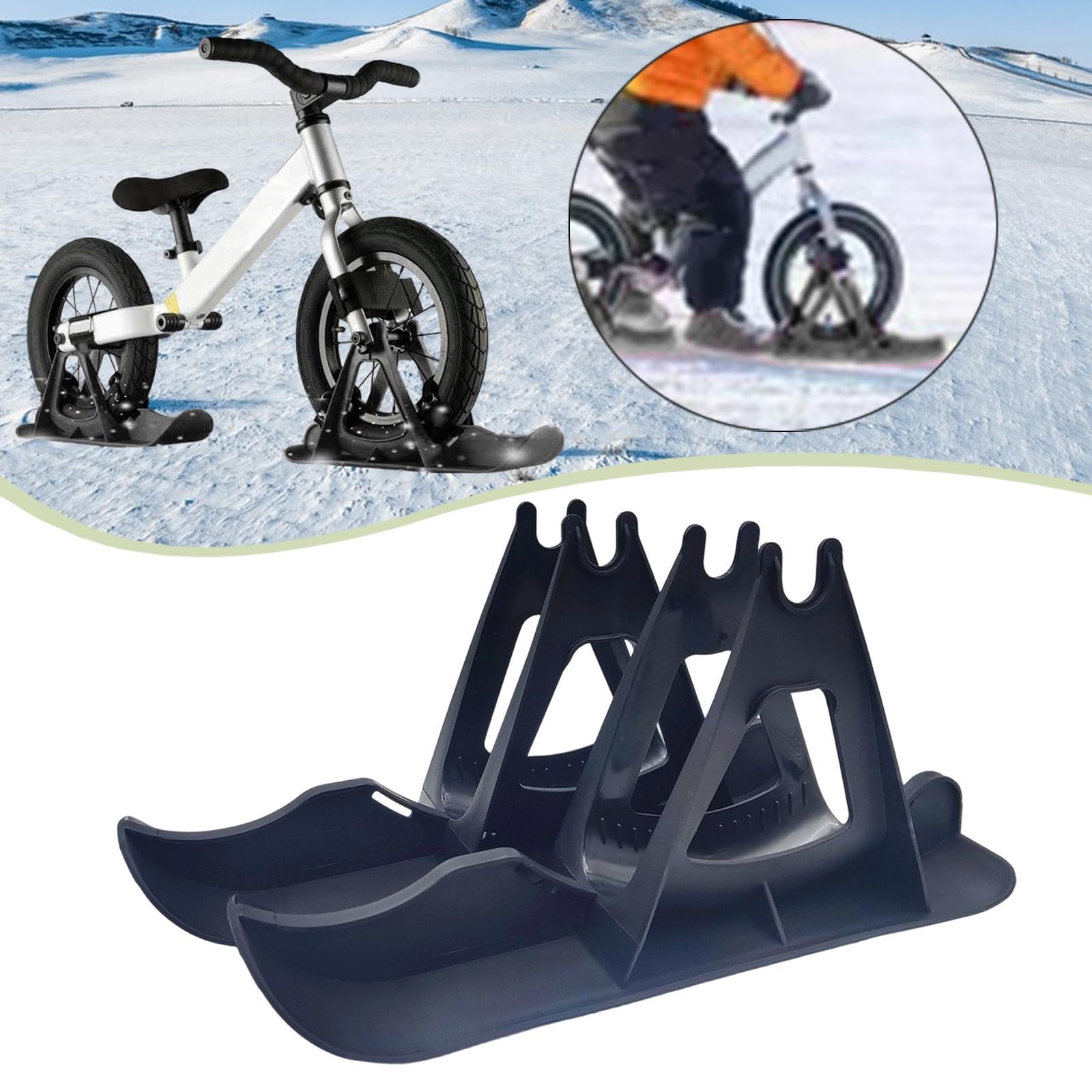 Fenteer Ski Sled Ensemble Universel pour Trotteurs Enfants Attache Planche à Neige Vélos Traîneau Résistant pour Chariot de Golf Support Parking Winter en PP, Noir