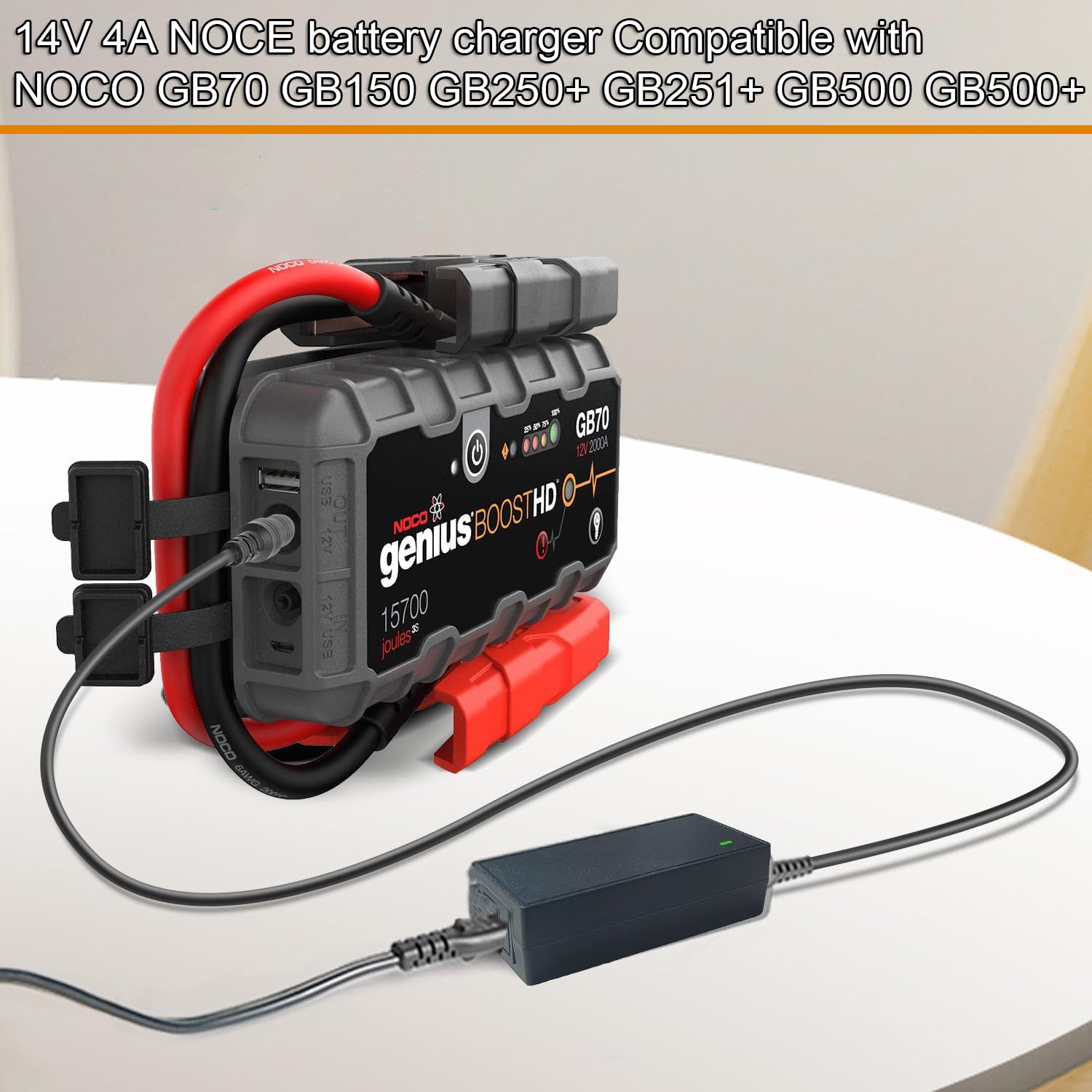 Amazon.com: 14V Power Adapter Compatible with NOCO GB70 GB150 GB250+ GB251+  GB500 GB500+ Genius Boost Ultra Safe Lithium Jump Starter Battery XGC4 XGC  Power Supply Charger with Cigarette Lighter Charger Cable :