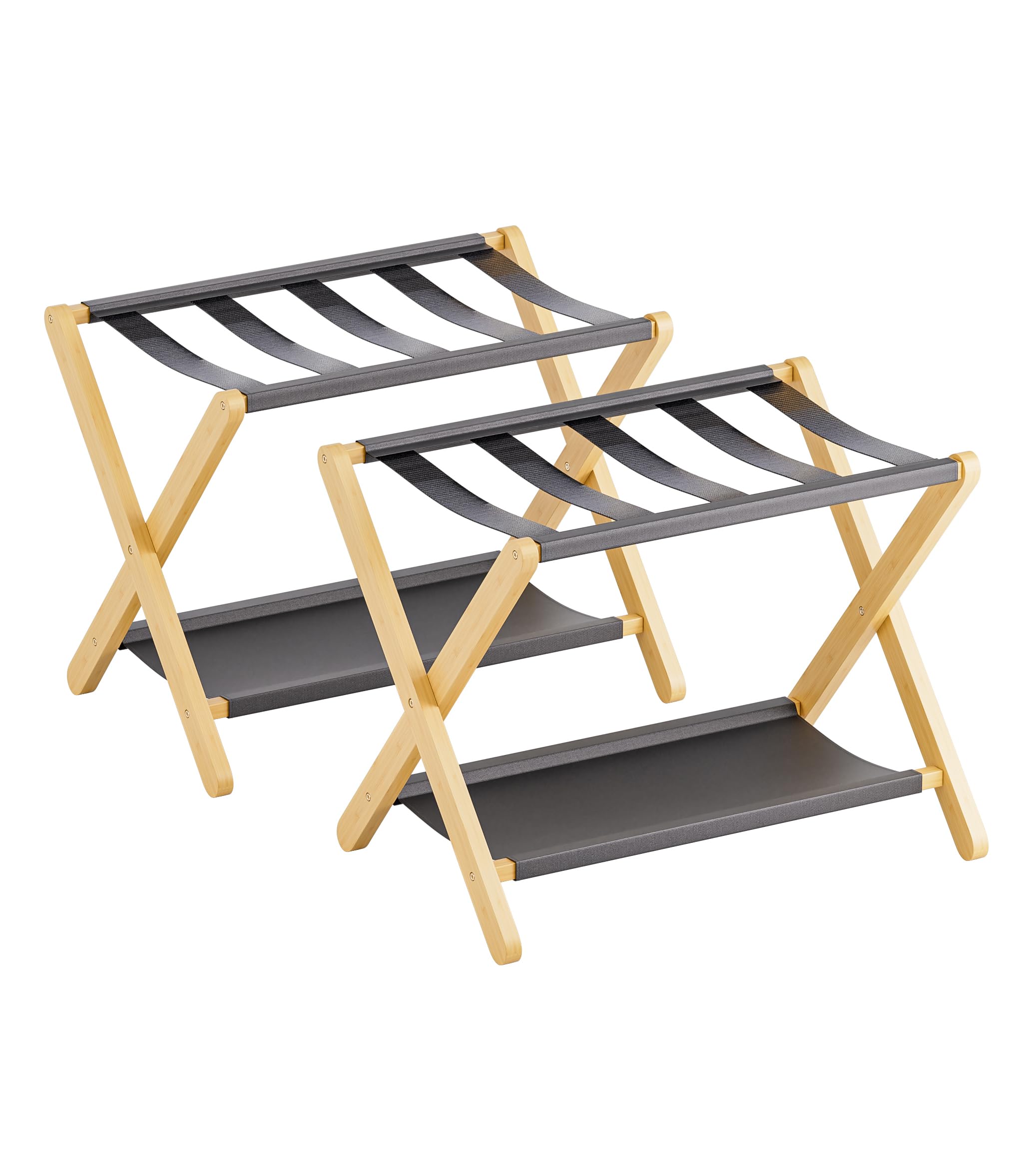 Portavaligie In Bambù Pieghevole Vovala | Con Ripiano | Portabagagli Per Camera Ospiti Fino A 61kg - Foto 3