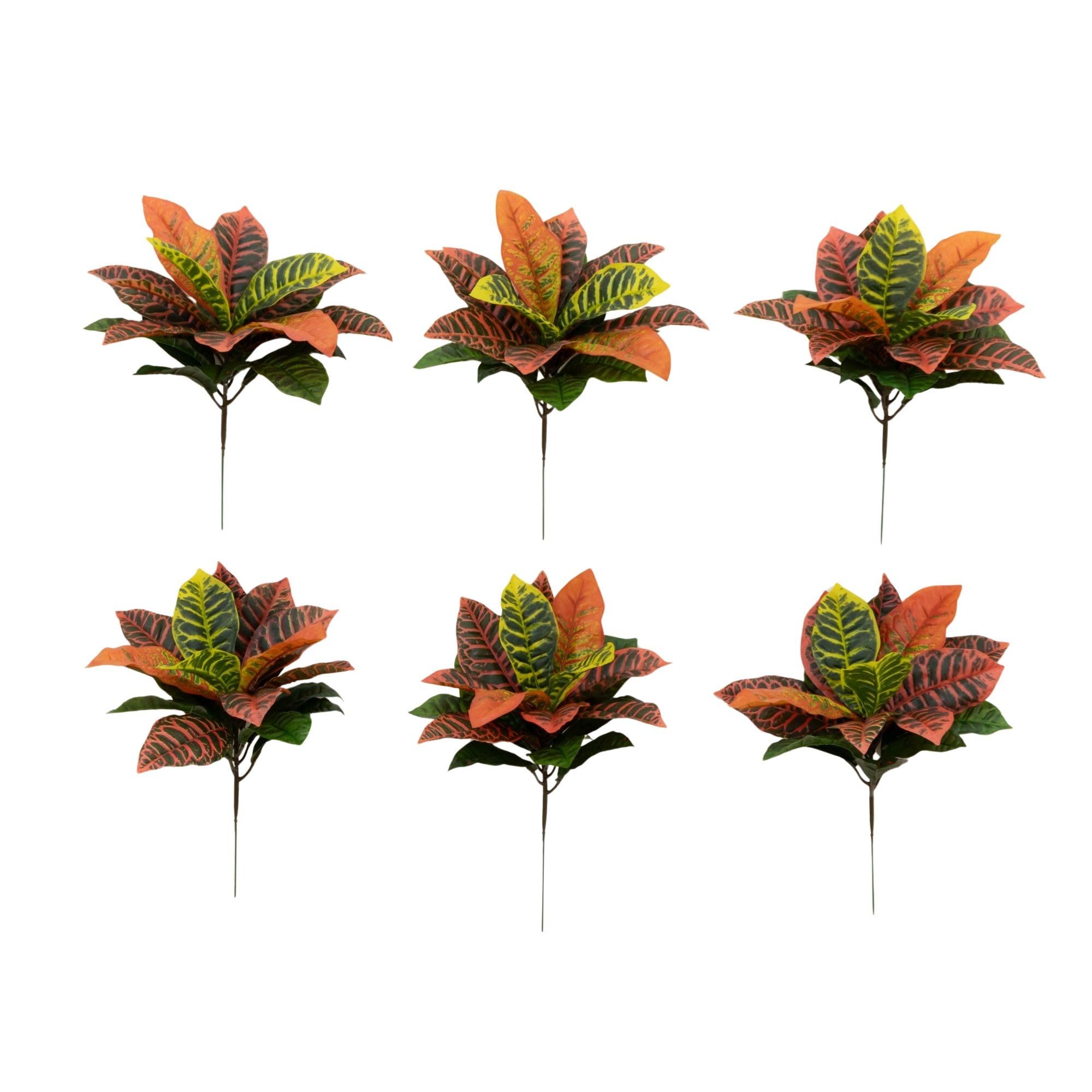 Nearly Natural17” Garden Croton Artificial (Real Touch) (Set of 6) Silk Plants, Multi