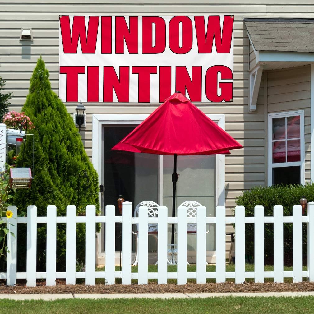 Vinyl Banner Multiple Sizes Window Tinting Advertising Printing Automotive Outdoor Weatherproof Industrial Yard Signs White 6 Grommets 36x72Inches