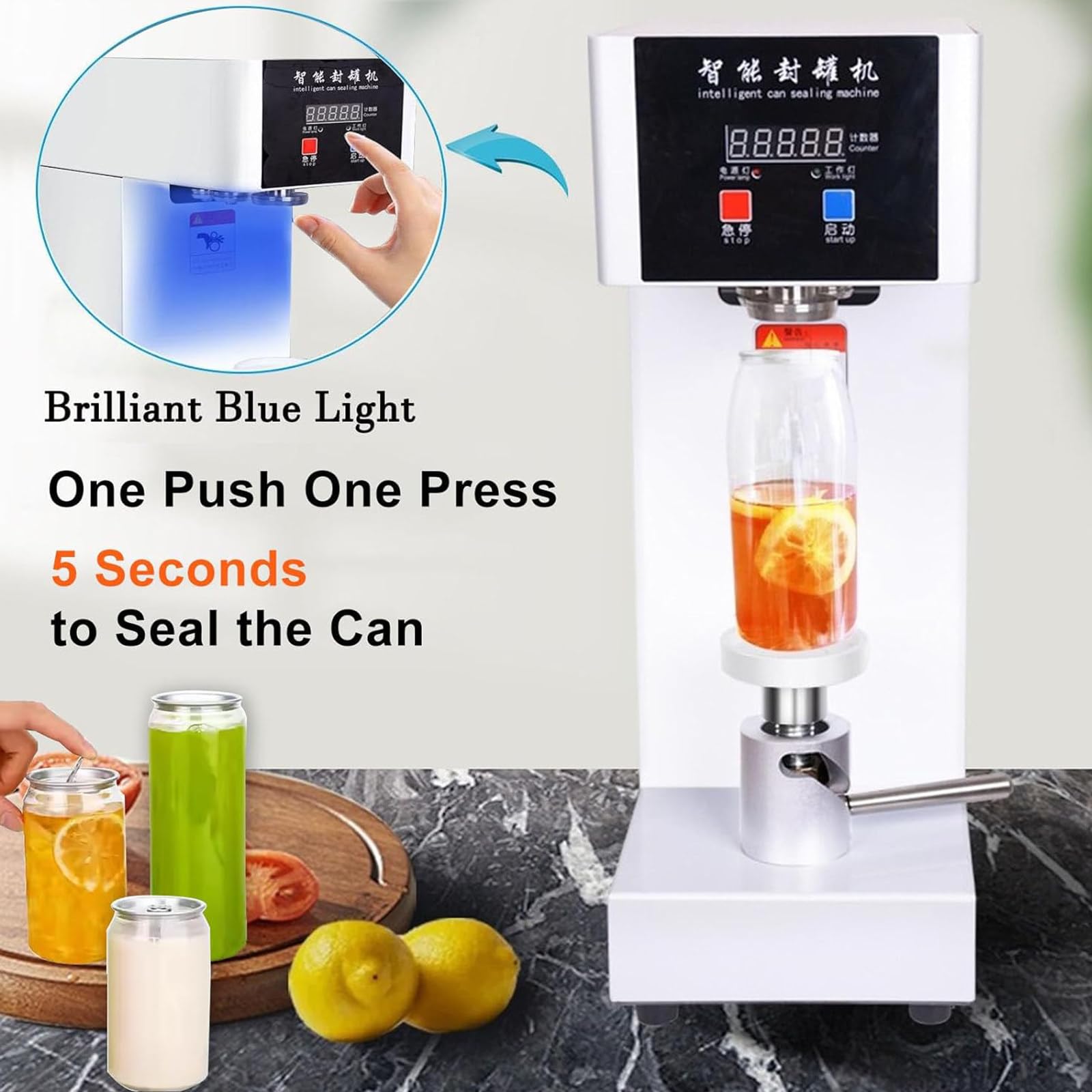180W Commerciële Blik Afdichtingsmachine, Elektrische Cup Sealer Machine Met Teller & LCD Display, Plastic Drankfles Blik Beker (Black 220V)