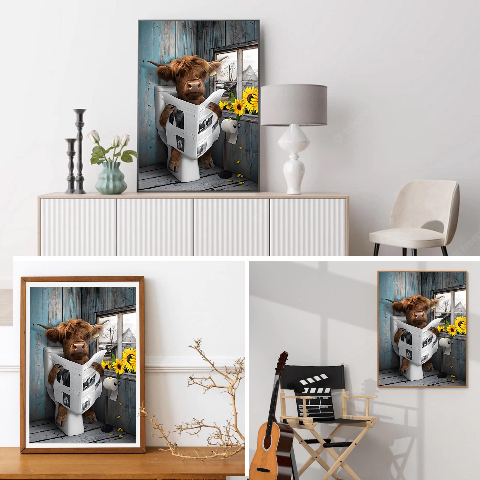 ARPADAMO Diamant-Malerei Kuh - 35,6x35,6cm Mit Runden Diamanten