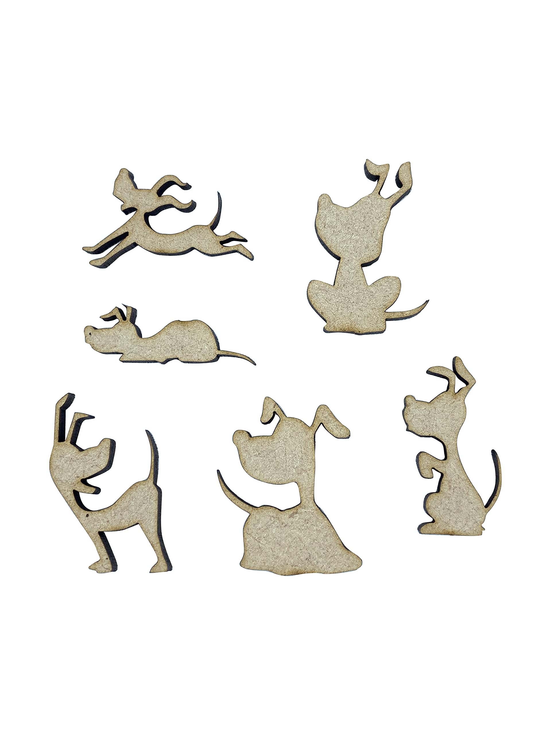 The Crafty Cow 20x Assorted Puppy Dog Puppies Dogs 3cm Wood Craft Embelishments Laser Cut Shape MDF