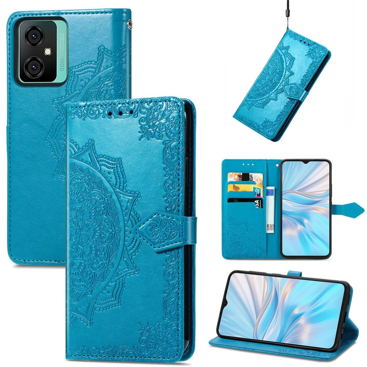 Coque Blackview C70 König Design étui à clapet bleu anti-chute pour préserver l'écran - 5