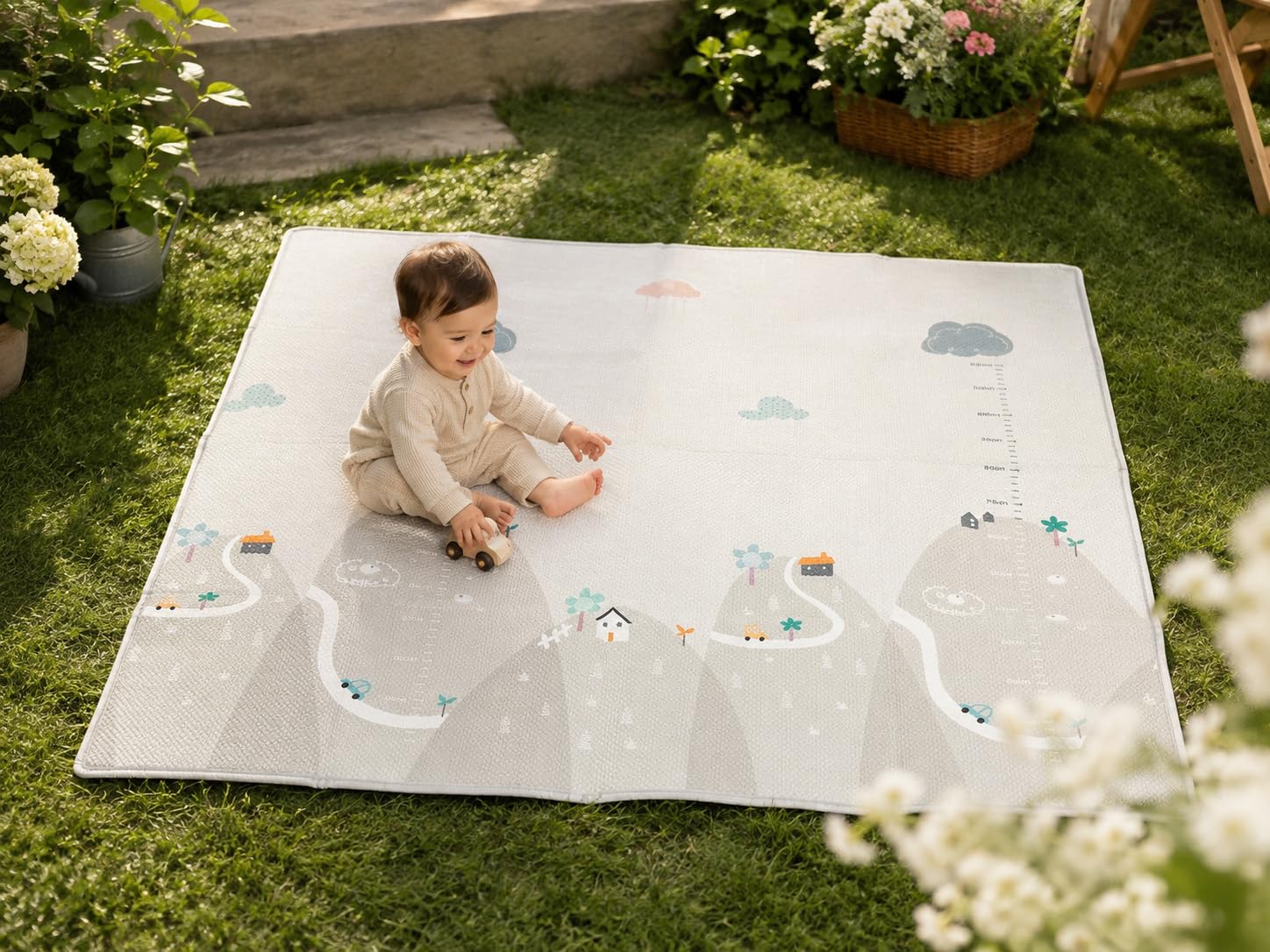 XL Foldable Baby Play Mat, 200 x 180cm, Reversible Playmat with Carry Bag