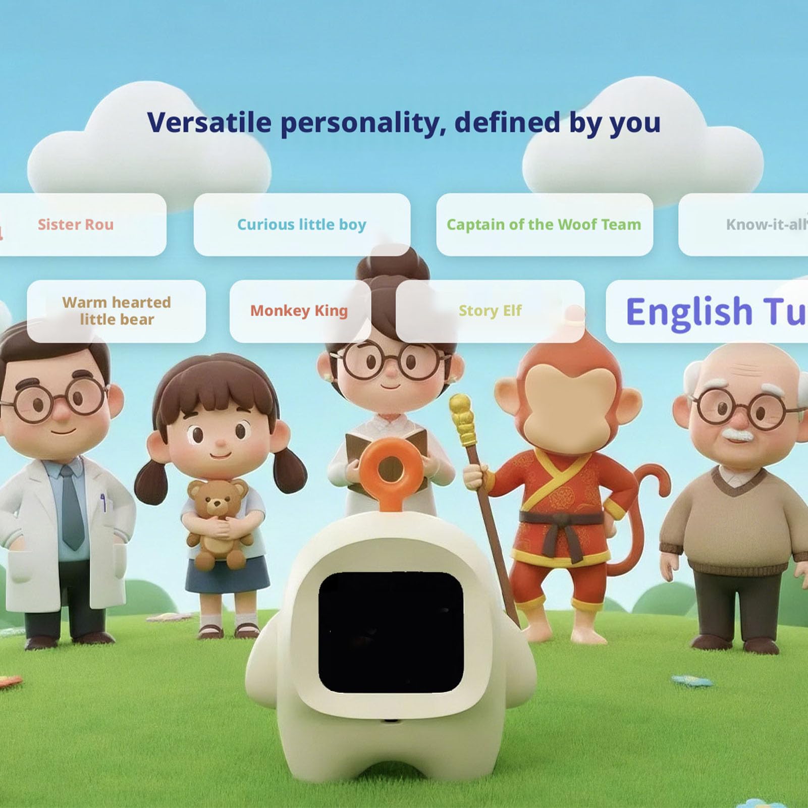 Fabater Robot de Escritorio AI, Mascota Robot Interactiva AI con Personalidad, Chat de Diálogo Inteligente, Compañero de Escritorio para Niñas y Niños con 37 Idiomas (White)