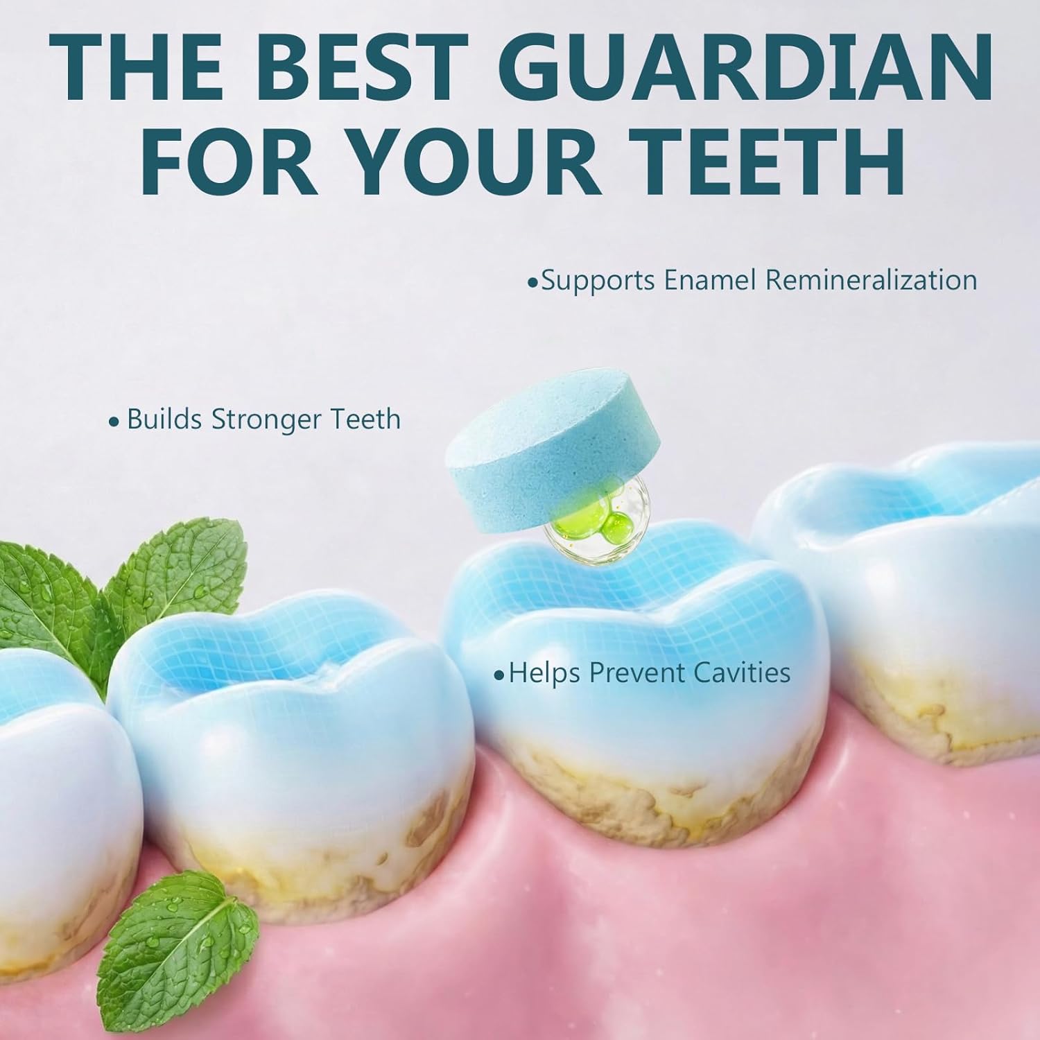 Remineralizing Gum 120 Pieces, with Nano Hydroxyapatite and Xylitol Sugar Free Chewing Gum, for Enamel Support Daily Oral Care and Fresh Breath - Mint Flavor