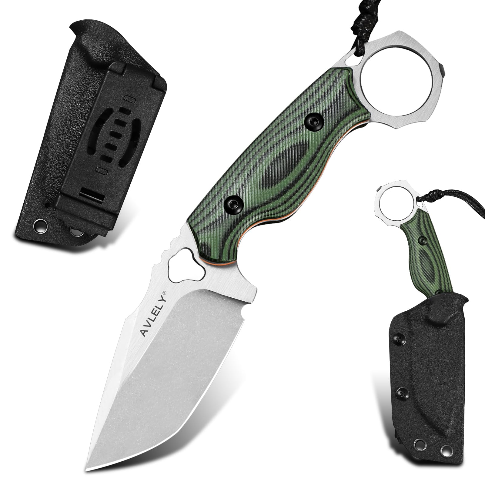 DC53 Stahlmesser mit feststehender Klinge, Outdoor-Überlebensmesser mit feststehender Klinge, mit K-Scheide, rutschfestem G-10-Griff, für Campingausflüge, Dschungel-EDC-Messer (olivgrün)