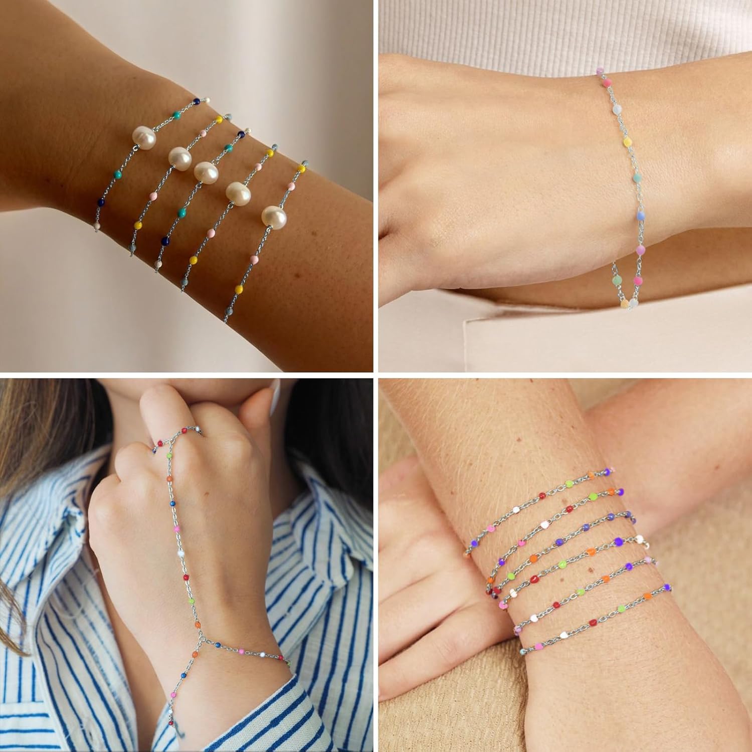 33 Feet Stainless Steel Enamel Chains Bulk, 2mm 304 Stainless Steel Colorful Enamel Beaded Cable Link Chain Roll Spool for Jewelry Making - Image 7