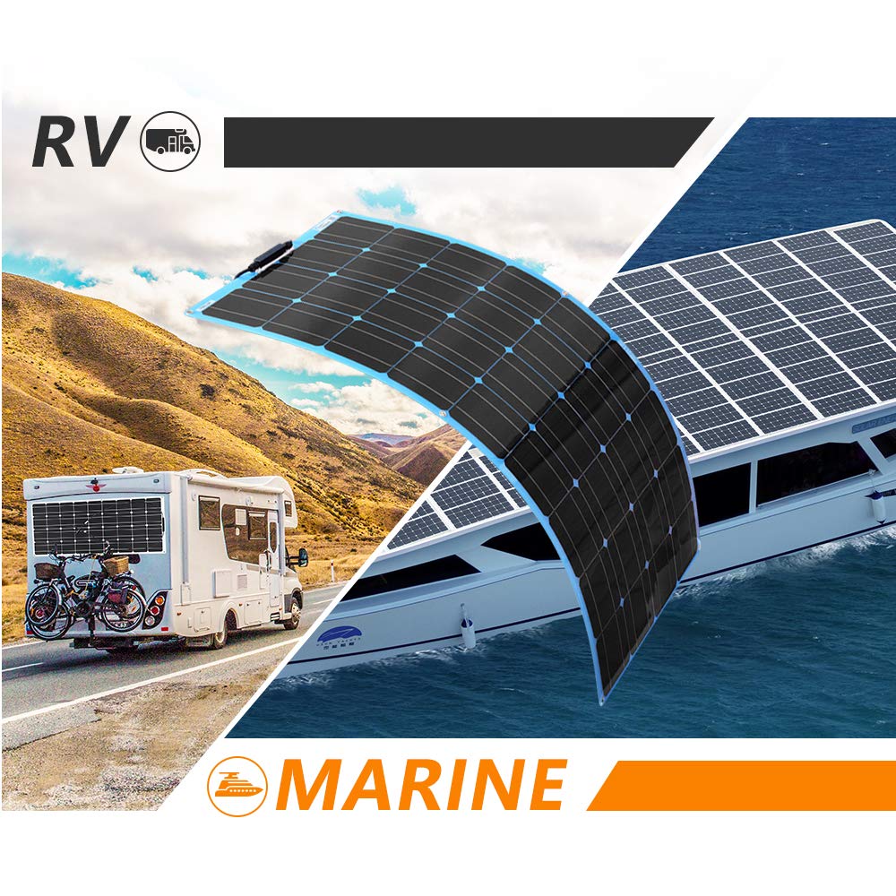 XINPUGUANG Kit pannello solare 200W 2 pezzi 100w 18v Pannelli solari flessibili Modulo monocristallino fotovoltaico Regolatore solare 20A per camper, auto, barche, roulotte, batteria 12v (Blue)