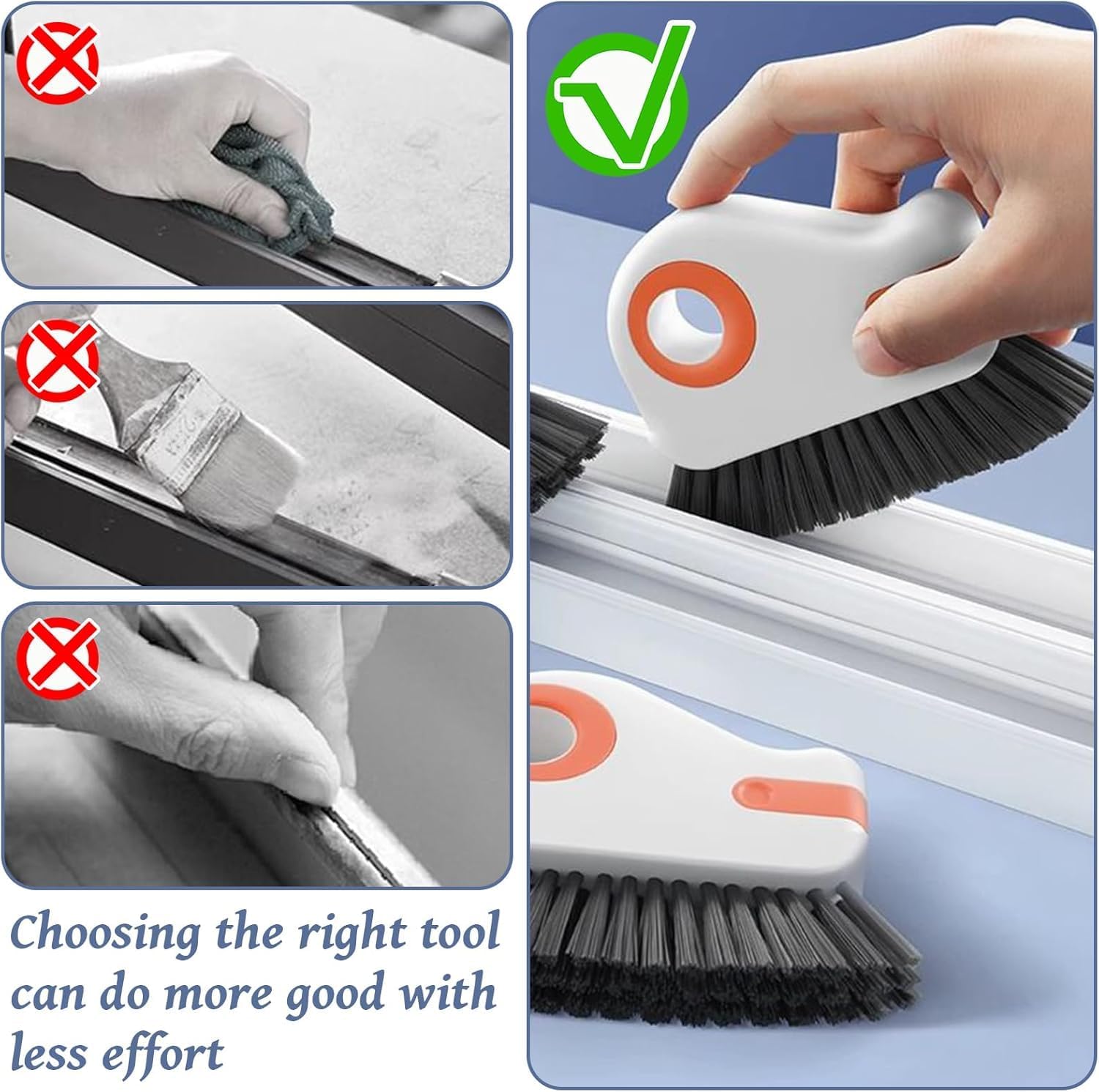 Zapsol 2 in 1 Window Track Cleaning Brush with Dust Collector Scraper Groove Cleaner for Door Gaps and Windows Sliding Tracks Groove Cleaning Brush for Window Track UPVC Window Cleaner(1 Pcs) 2