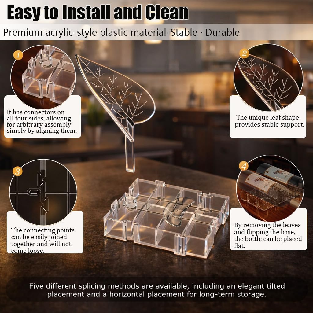 2 Pack Modular Bottle Display Shelf for Home & Bar,Countertop Wine Rack,Expandable Wine Bottle Holders, Adjustable Liquor Rack for Wine, Whiskey & Bar Accessories, Wine Rack Fits 2.7–3.4 in Bottles - Image 4