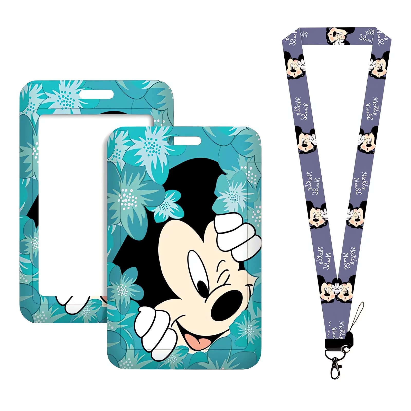 ID Badge Holder with Lanyard, Cute Credit Card Case Neck Pouch Lanyard with Cartoon Shield Keychain for Women Girls and Boys