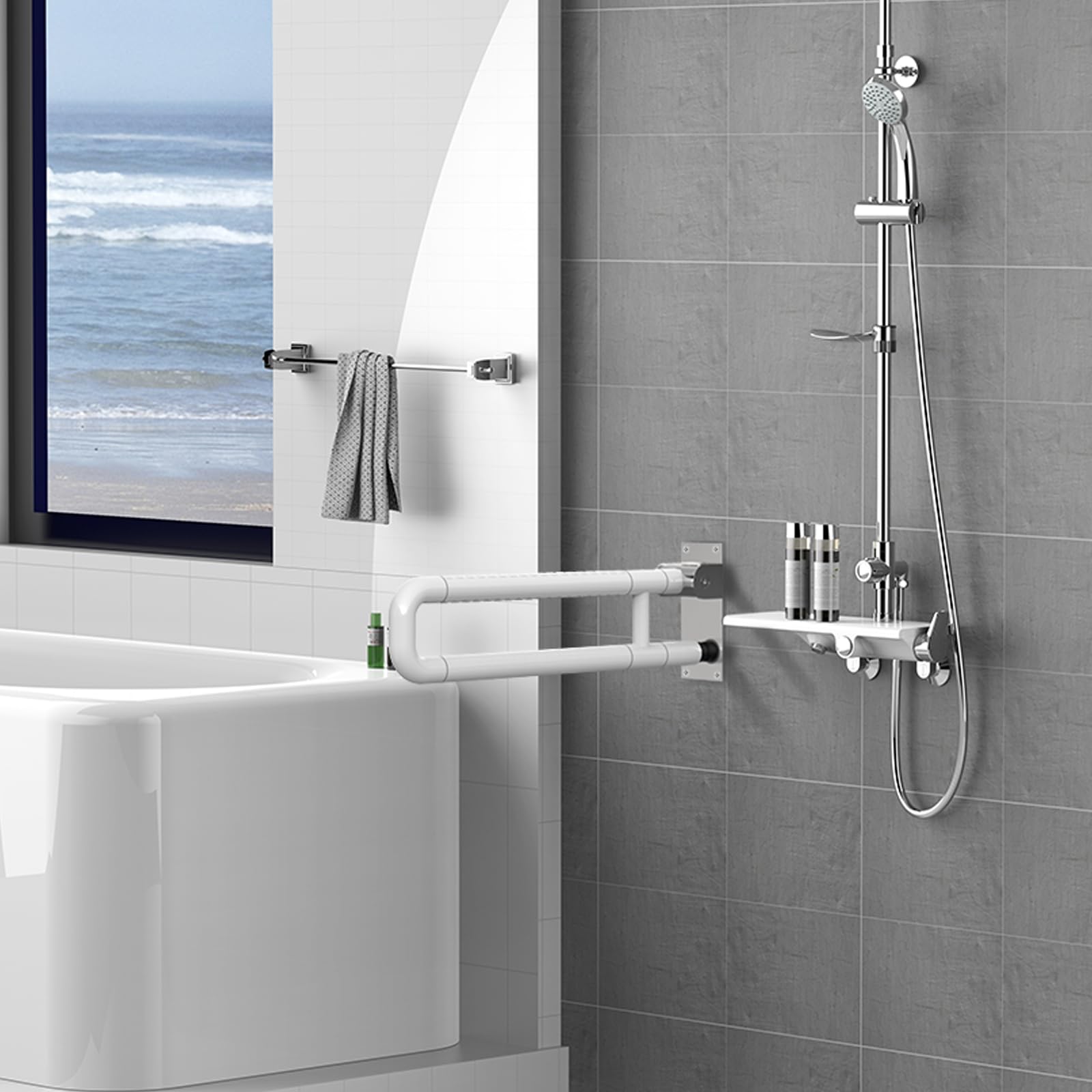 Barra de Apoyo Baño, Mango de movilidad para la Bañera, Baño (75cm) | Baranda de Baño, SUS 304 mango de seguridad antideslizante con fluorescencia para baño, bañera Antideslizante Durable