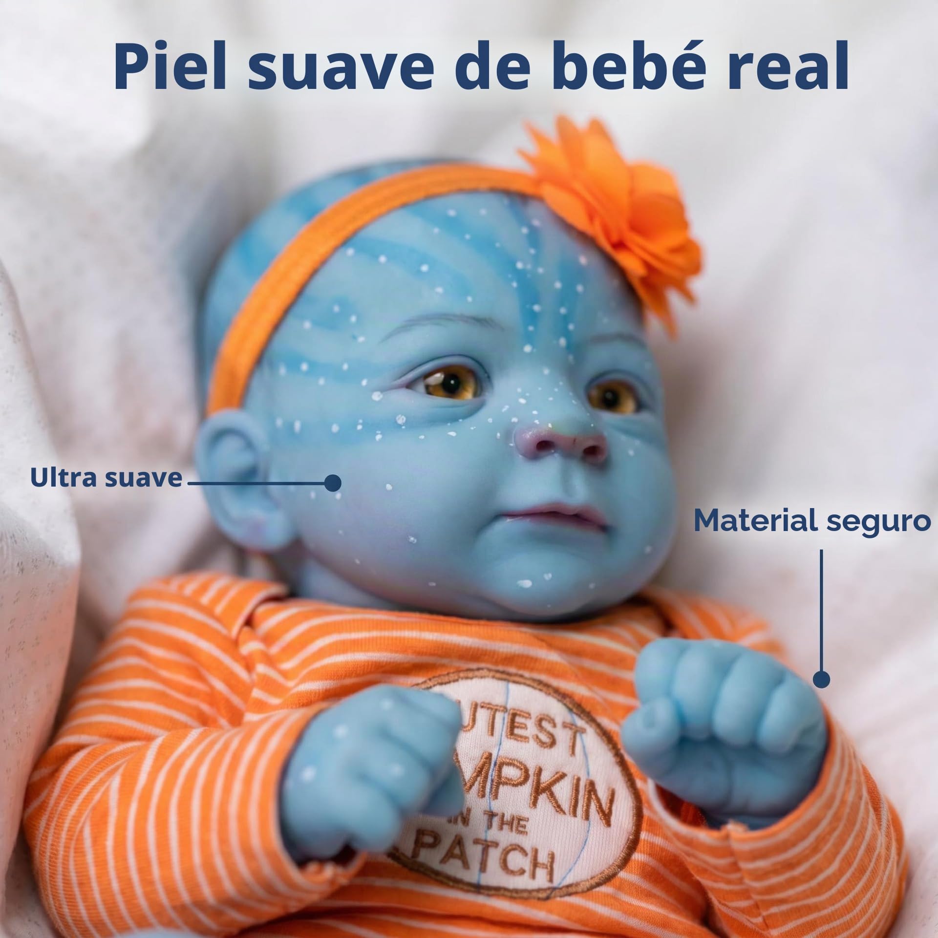 Pinky Reborn Muñecas Reborn Realistas 19 Pulgadas Ojos Amarillos Muñeca Elfa Recién Nacida Niña Avatar Juguetes Brilla en la Oscuridad