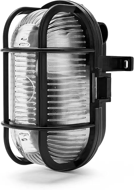 Lámpara Exterior Ovalada E27 IP44 para Pared/Techo - Negro