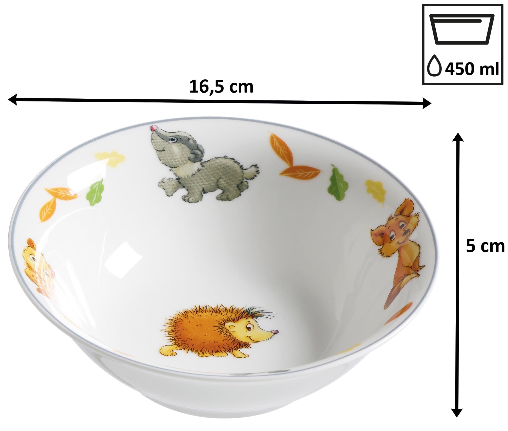 Ritzenhoff & Breker Lot de 10 couverts et verres en porcelaine pour enfants Motif animaux de la forêt