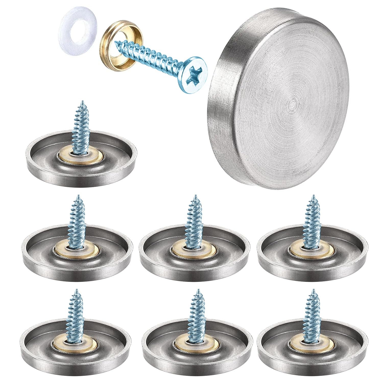 8PCS Juttzzei Screw Covers Caps, 40mm Mirror Screws with Decorative Cap Covers