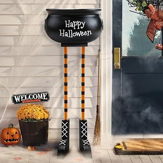 Halloween Decorations - Halloween Decor - 32'' Witches Legs Candy Bowl - Large Witch Cauldron Hocus Pocus Bucket Cute Party Decoration for Outdoor Porch Front Lawn Yard Indoor Home Kitchen