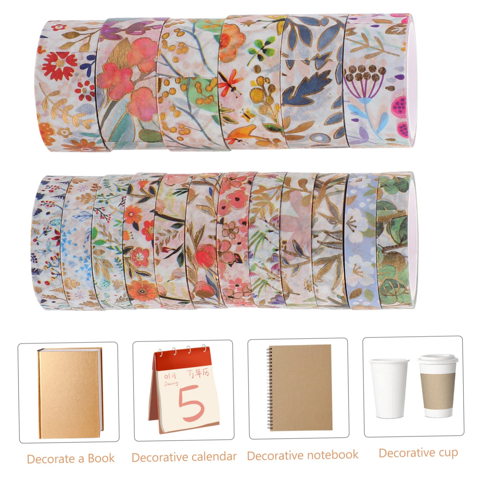 SEWACC 54rollos Cintas Washi Decorativas De Flores para Manualidades y Cinta De Enmascarar Diseño Floral para Scrapbooking y Decoración De Agenda