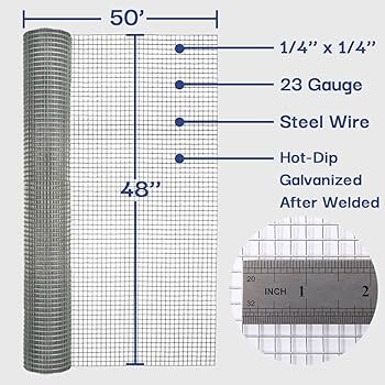 ひら　50cm4mm VEVOR Hardware Cloth, 1/4 inch 36in x 50 ft 23 Gauge, Hot