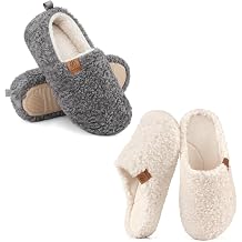 EverFoams Women's Soft Fuzzy Clog Slippers, Memory Foam Indoor/Outdoor House Shoes, Cozy Lightweight Loafer with Polar Fleece Lining, Slip-On Footbed for Warmth & Comfort