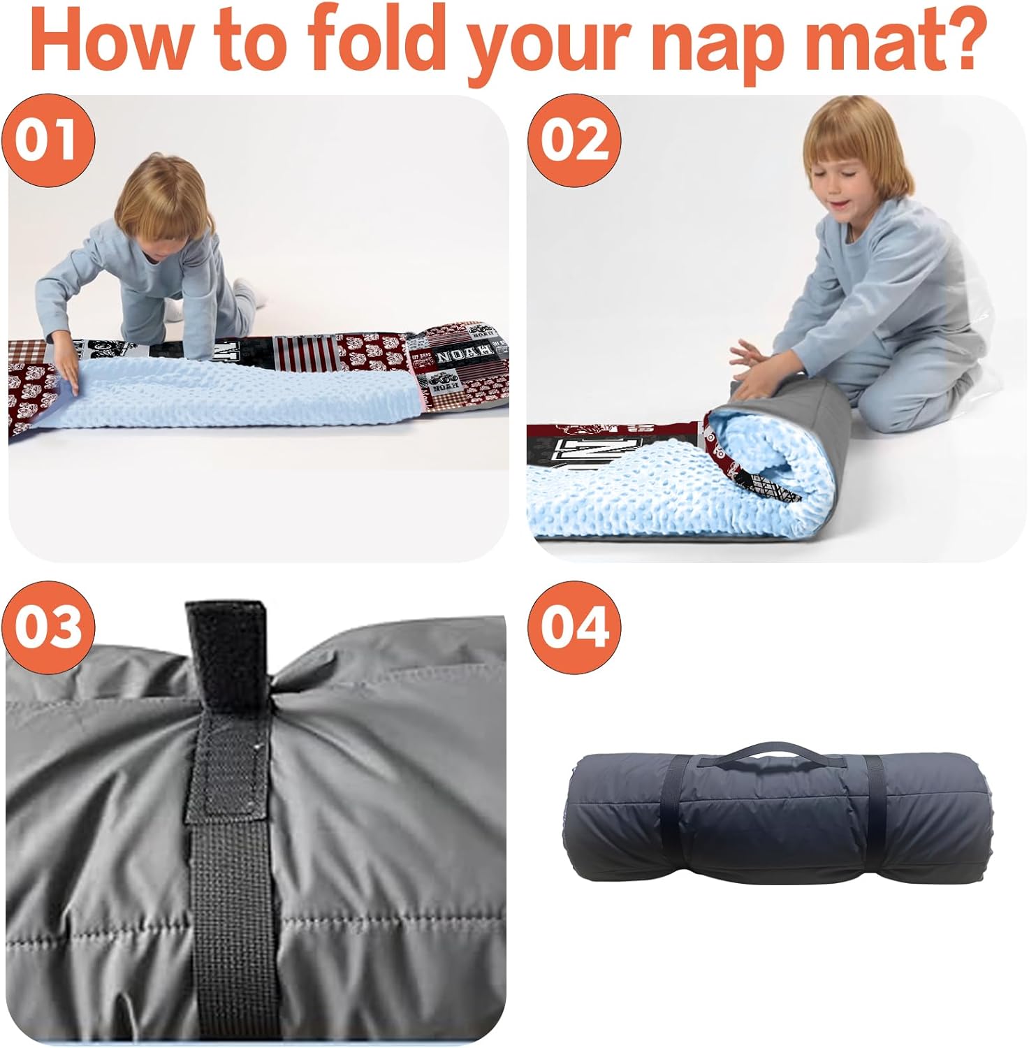 Personalized Name Nap Mat for Toddlers, Custom Car Theme Sleeping Bag with Pillow Case & Blanket for Kids Boys, Slumber Bags for Daycare, Preschool, Kindergarten