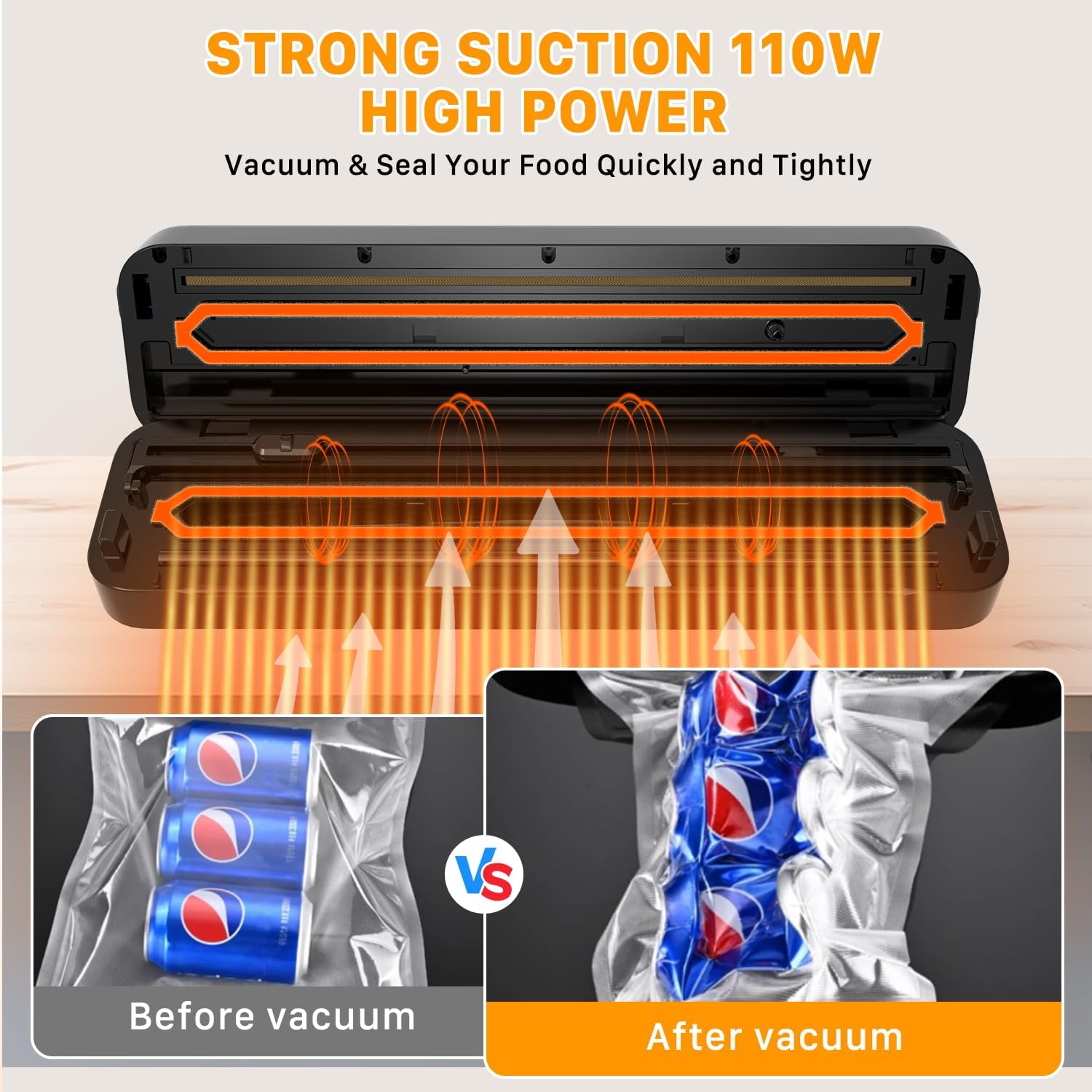 Vacuum Sealer Machine, Fast-Compact/Multi-Functional Vacuum Sealer for Food with Starter Kites, Dry/Moist Mode & External Vacuum System, Built-in Cutter & 10 Vacuum Bags - Image 3