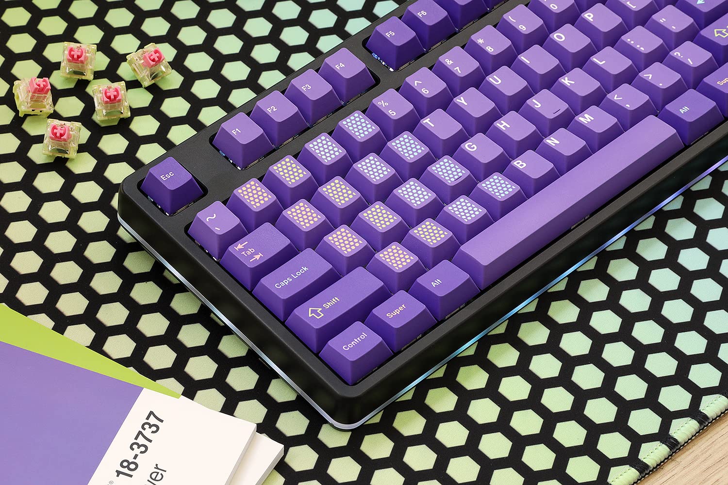 DROP + MiTo GMK Serenity Custom Keycap Set, Doubleshot ABS Cherry Profile, Compatibile con steli e layout Cherry MX Style: 60%, HHKB, 65%, 75%, Tenkeyless, 100% e 1800 layout (kit base), viola