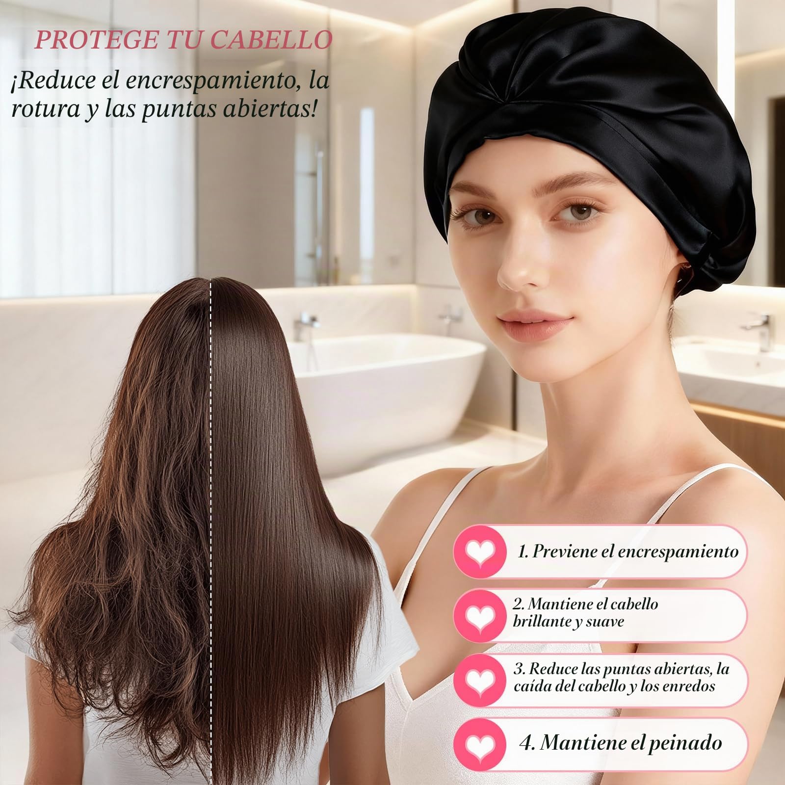 Gorro de seda para dormir 100% seda de morera ajustable suave gorro de dormir de seda para cabello rizado y liso