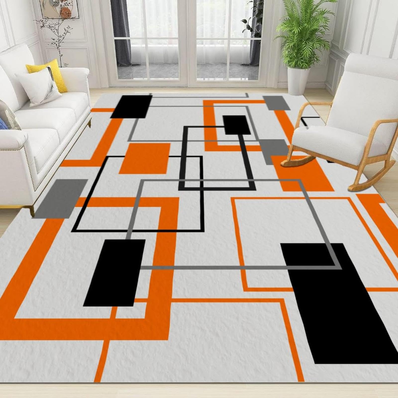 Tapis de salon antidérapant facile à nettoyer 160x250cm motif abstrait 3D