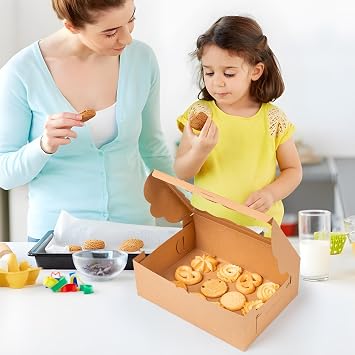 15 PCS Kraft Cookie Boxes, 8×6×3 inch Bakery Boxes with Window, Brown Dessert Packaging Gift Box for Cake, Biscuit, Macaron, Candy, Donuts for Wedding Birthday & Party(21 x 15 x 7.5 cm)
